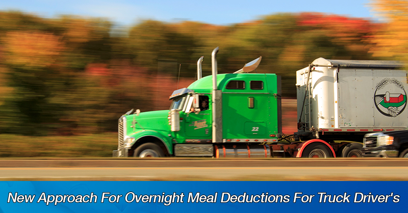 New Approach For Overnight Meal Deductions For Truck Driver's